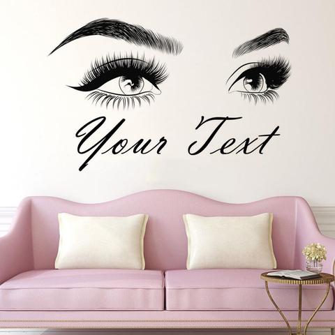 Eyebrows wall sticker Make Up Beauty Salon home decoration Custom text Eyelashes Wall Decal lashes brows Custom Sticker HY05 ► Photo 1/6