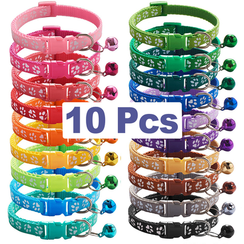 10Pcs Wholesale With Bell Collars Delicate Safety Casual Nylon Dog Collar Neck Strap Fashion Adjustable Bell Pet Cat Dog Collar ► Photo 1/6