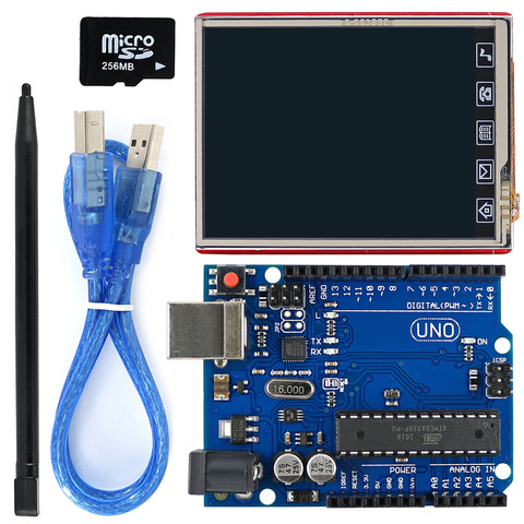 2.8 inch TFT LCD Shield + UNO R3 Board with TF card / touch pen / USB cable for Arduino UNO / Mega2560 / Leonardo ► Photo 1/6