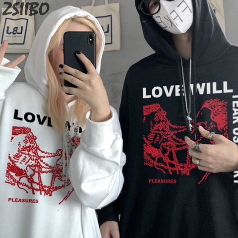 Oversize Men's Hoodies Lil Peep Peep Love Will Tear Us Apart Print Unsixe Sweatshirt Hip Hop Letter Hoodies Streetwear Coat ► Photo 1/6