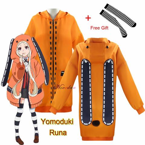 Rune Yomozuki Runa Cosplay Costume Anime Kakegurui Compulsive Gambler Women Orange Hoodie Zip Jacket Coat ► Photo 1/6