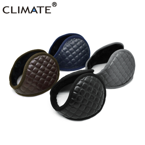 CLIMATE Men Earmuffs Men PU Blank Winter Ear Warmer Muff Cover Black Coffee Warm Ear Muff PU Blank Ear Muffs for Men Women ► Photo 1/6