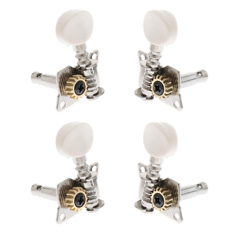 4 Pieces Metal Opened Ukulele Uke Tuning Pegs Tuners Round Cap Silver ► Photo 1/6