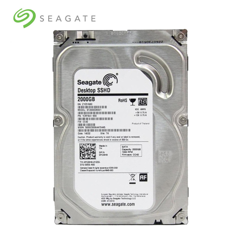 Seagate 2TB Desktop Gaming SSHD(Solid State Hybrid Drive) SATA 6Gb/s 64MB 2000GB Cache 3.5-Inch Internal Bare Drive(ST2000DX001) ► Photo 1/1