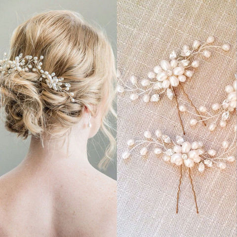1/2pcs Vintage Wedding Bridal Pearl Flower Crystal Hair Pins Clips Bridesmaid Head Jewelry Hair Accessories ► Photo 1/6