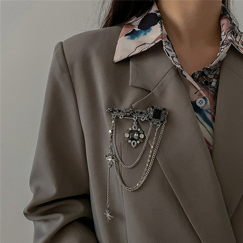 Dark Star Tassel Pendant Brooch For Men Women Vintage Baroque Brooches Decoration Chest Chain Brooch Pin Trendy Accessories ► Photo 1/6