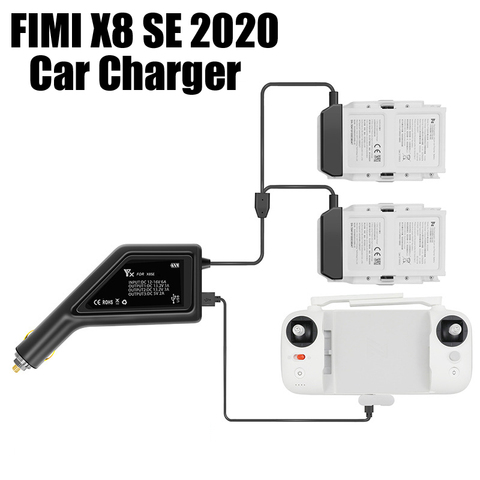 3 in 1 Battery Car Charger USB Charge Adapter for FIMI X8 SE 2022 Drone Remote Controller Batteries Charging Accessries ► Photo 1/6