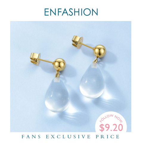 ENFASHION Water Droplets Shape Crystal Drop Earrings For Women Cute Geometric Dangle Earings Fashion Jewelry Kolczyki EC191064 ► Photo 1/6