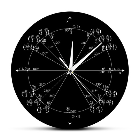 Unit Circle Math Teacher Gift Wall Clock Trigonometry Pre Calculus Classroom Decor Geometry Radian Labeled Angles Values Watch ► Photo 1/6
