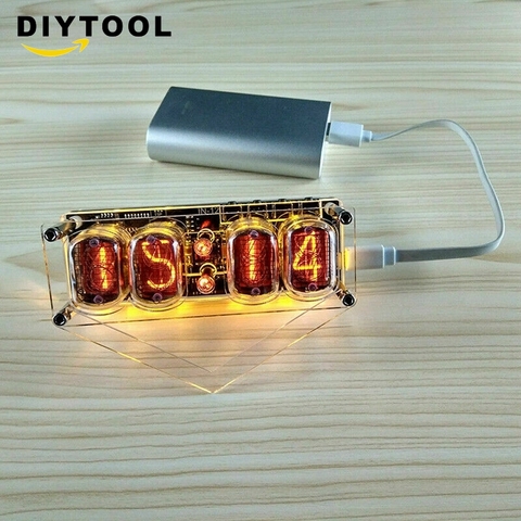 4-bit Glow Tube Clock Colorful  IN-12A IN-12B DS3231 Nixie LED Backlight BSG ► Photo 1/6