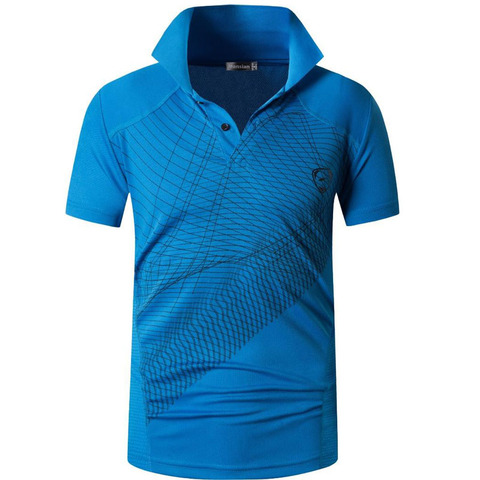 jeansian Men's Sport Tee Polo Shirts POLOS Poloshirts Golf Tennis Badminton Dry Fit Short Sleeve LSL244 Blue ► Photo 1/4