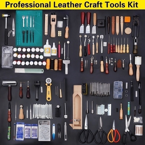59Pcs Leather Craft Tools Kit Hand Sewing Stitching Punch Carving Work Saddle Leather Craft Accessories DIY Leather Home Tools ► Photo 1/6