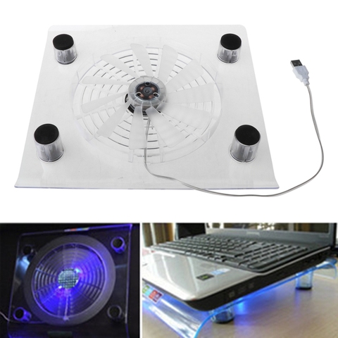 Laptop Cooler USB Cooling Big Fan LED Light Cooler Base Pad Stand for 15