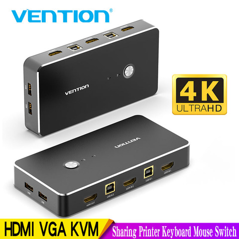 Vention HDMI KVM Switch 2 Port 4K USB Switch KVM VGA Switcher for Sharing Printer Keyboard Mouse TV KVM Spliiter Switch HDMI VGA ► Photo 1/6