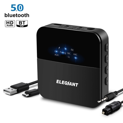 ELEGIANT bluetooth 5.0 Audio Transmitter Receiver HD LL Adapter Optical Toslink RCA Plug/3.5mm AUX for Car Headphones ► Photo 1/6