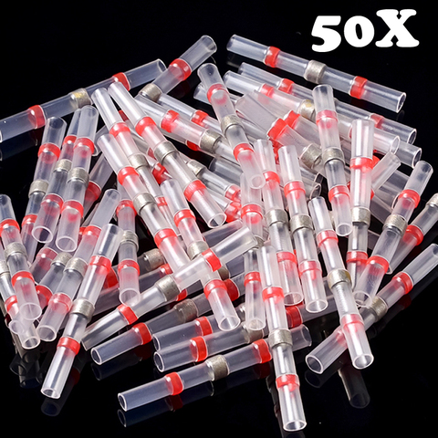 50PCS Solder Seal Wire Connectors Waterproof Heat Shrink Butt Connectors Electrical Wire Terminals Insulated Butt Splices ► Photo 1/6