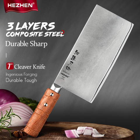 HEZHEN 7 Inches Slice Knife Stainless Steel Chinese Handmade Kitchen Chef Knives Razor Sharp High Quality Cook Knife ► Photo 1/6