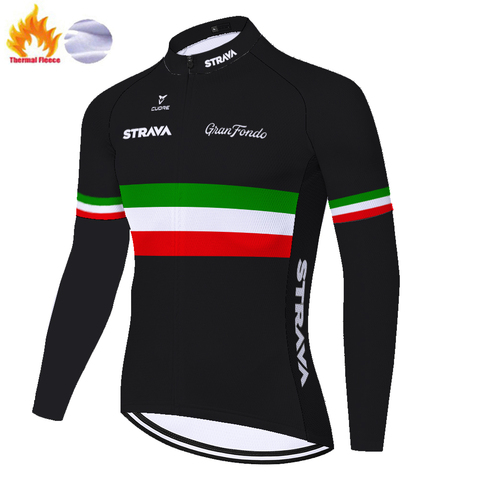 camisa ciclismo STRAVA Winter long sleeve cycling jersey men Italy