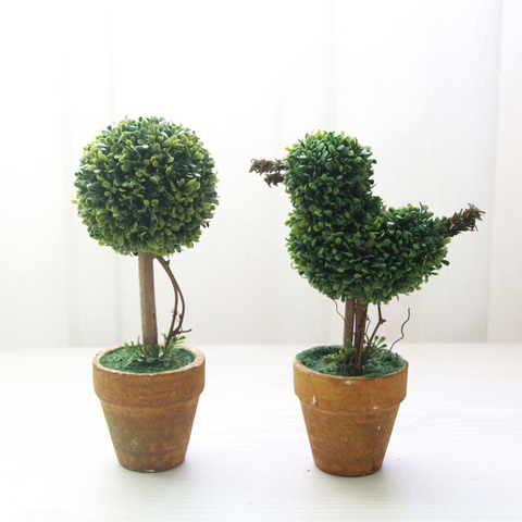 1Pc Heart Star Round Potted Artificial Plant Bonsai Small Tree Pot Plants Bonsai Plant Ornament Home Garden Wedding Party Decor ► Photo 1/6