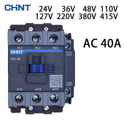 CHINT NXC-40 contactor 40A AC  24V 36V 48V 110V 127V 220V 380V 415V CJX2 updated version Ac coil ► Photo 1/1