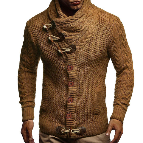 Men's Fashion Horn Button Thick Wool Stand-up Collar Long-sleeved Sweaterknit Sweatshirt Man Men Clothing 2022 Fashion ► Photo 1/6