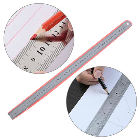 30cm/50cm Precision Metal Measuring Tool Student Stationery Straight Ruler Metric Imperial Stainless Steel Double Sided ► Photo 1/6
