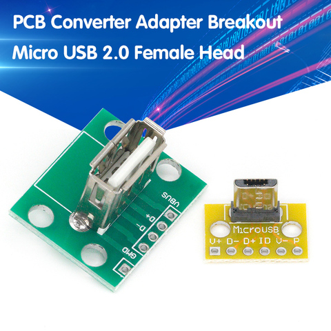 Vertical USB MiCroUSB Micro USB 2.0 Female Head A Connector 2.54mm PCB Converter Adapter Breakout Board 180 Degree Vertical ► Photo 1/6