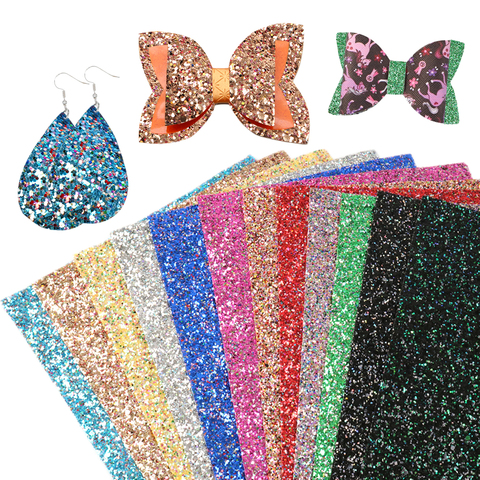 David accessories 20*34cm Chunky Glitter Faux Synthetic Leather Sheets Patchwork For Bow Bags Phone Cover DIY Projects,1Yc8030 ► Photo 1/6