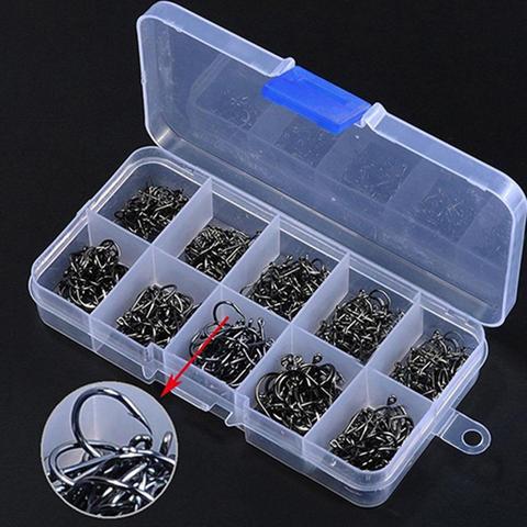 500 Pcs 10 Sizes Assorted Sharpened Carbon Steel Fishing Hooks with Tackle Box ► Photo 1/4