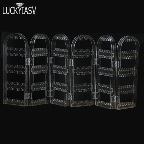 Clear 120/180/240/360 holes Plastic Earrings Studs Display Rack Folding Screen Earring Jewelry Display Holder Storage For Stud ► Photo 1/6