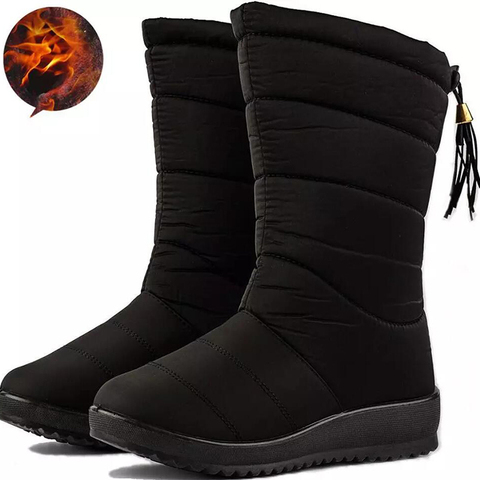 Winter Boots Women Mid-Calf Waterproof Snow Boots Warm Fur Female Boots Winter Shoes Woman Footwear Chaussures ► Photo 1/6
