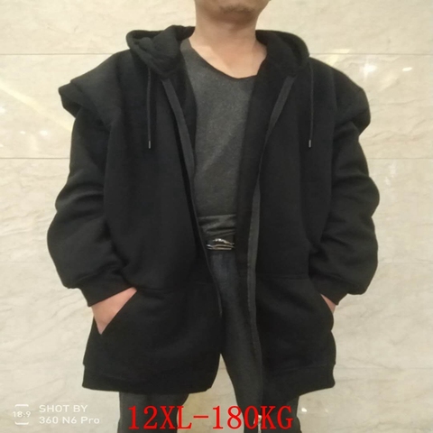 Men's autumn and winter large size zipper 12XL hooded sweatshirt plus size 7XL 8XL 9XL 10XL thick black blue red gray big coat ► Photo 1/6