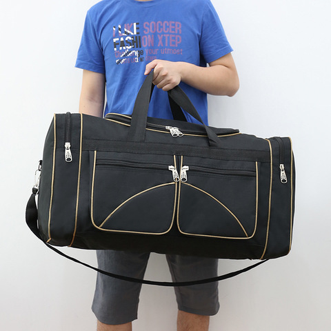 Unisex Simple Fashion Travel Luggage Bags Foldable Oxford Sports Bag Large Capacity Portable Handbag Black Blue Green XA282F ► Photo 1/1
