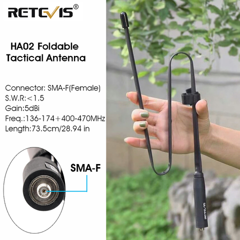 Retevis HA02 Foldable Tactical Antenna SMA-F Airsoft Game Walkie Talkie Antenna For Baofeng UV-5R UV-82 Ailunce HD1 RT29 H777 ► Photo 1/6