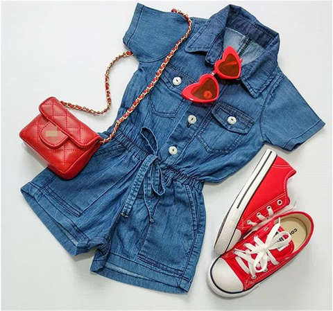 Summer Toddler kids Baby Girl Denim Romper Short Jumpsuit Causal Girls Clothes Romper Playsuit ► Photo 1/6