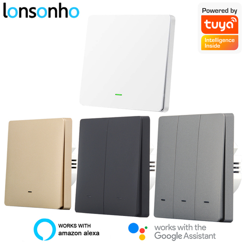 Lonsonho Tuya WiFi Smart Switch EU 220V With / No Neutral Wireless Button Wall Light Switches Compatible Alexa Google Home ► Photo 1/6