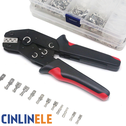 Male/Female Spade Crimp Terminals Crimping Tools Electrical Pliers  Insulating Sleeve Wire Wrap Connector SN-48B ► Photo 1/6