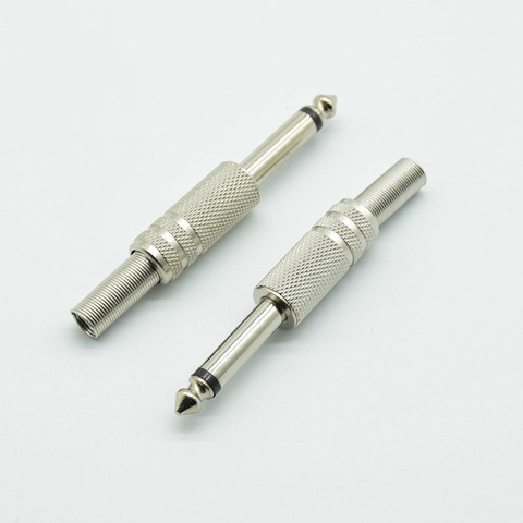 2pcs 6.35mm / 6.5mm 2Pole Mono Amplifier Plug 6.35 / 6.5 Metal Microphone jack plug-in Audio Connector for KTV ► Photo 1/3