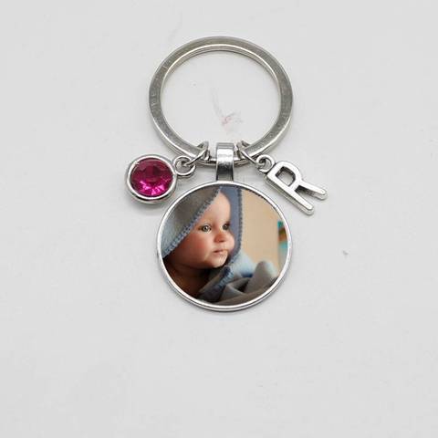 Cute Personality Photo Pendant Letter Keychain, your baby boy, mom, dad, grandma, family parent-child photo is a DIY gift jewelr ► Photo 1/3