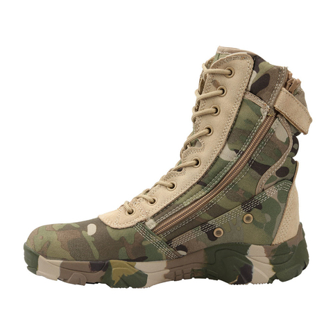 Jungle Camouflage Boots Military Combat Boots Lightweight Camo Hiking Motorcycle Shoes for Men/women with Zipper Breathable ► Photo 1/6