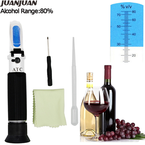 Alcohol Refractometer Liquor Alcohol Content Tester Portable Hand Held 0-80% Alcoholometer with ATC Wine Measure Device 39%off ► Photo 1/6