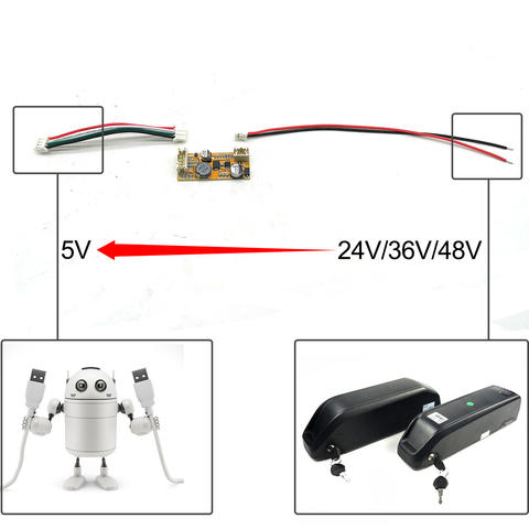 BULU DC Converter 7V 60V To 5V Ebike USB Reduce Voltage Circuit Board for Electric Bicycle Battery Controller ► Photo 1/6