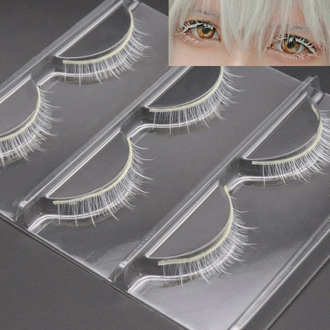 Hot 3pair White Eyelashes Makeup Natural Long Eyelashes Extension Cross Strip False Eye Lashes Beauty Makeup Tools ► Photo 1/2