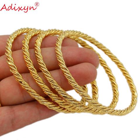 Adixyn Fashion Luxury Twisted Bangle Gold Color Bangle Bracelet Jewelry Ethiopian African Dubai Lady Party Wedding Gifts N071038 ► Photo 1/6