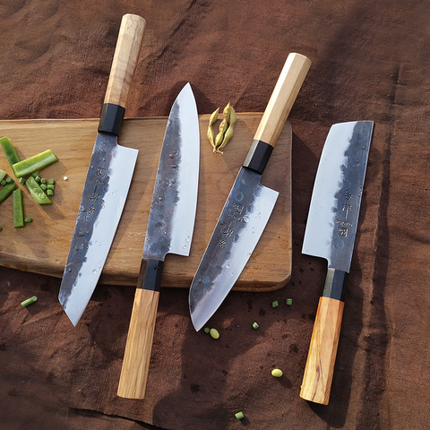 4PCS Pro Kitchen Knife Sets  composite steel Chef Santoku Knives 3-layer composite steel Sharp cooking vegetable cutting tool ► Photo 1/6