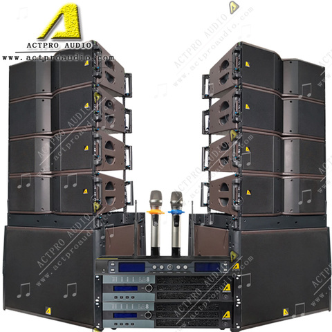 ACTPRO audio double 8 inch line array system 8 pcs KR208 2 pcs SB18 LA8 amplifier 8 inch line array set ► Photo 1/6