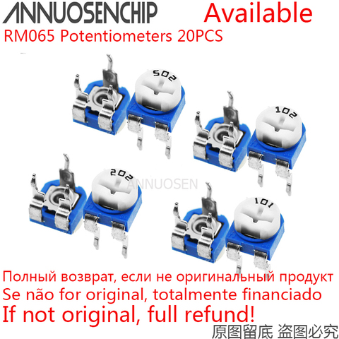 20pcs RM065 RM-065 100 200 500 1K 2K 5K 10K 20K 50K 100K 200K 500K 1M ohm Trimpot Trimmer Potentiometer Variable Resistor 101 ► Photo 1/1