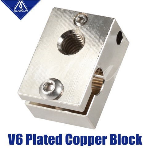 Mellow Top Quality CNC All-metal Dual Extrusion V6 Copper Heater Block For PT100 J-head 3d Printer E3d v6 Hotend ► Photo 1/6