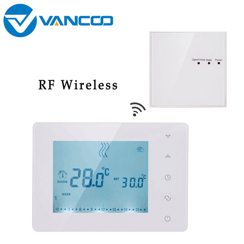 VANCOO RF Wireless Thermostat Wall-hung Gas Boiler Heating Programmable Thermostat Temperature Controller Batteries Powered ► Photo 1/6