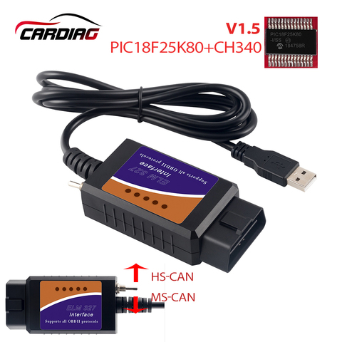 ELM327 for Ford USB/Wifi/Bluetooth FTDI PIC Chip Code Reader HS CAN/MS CAN switch optional ELM 327 Car Auto OBD2 Diagnostic Tool ► Photo 1/5